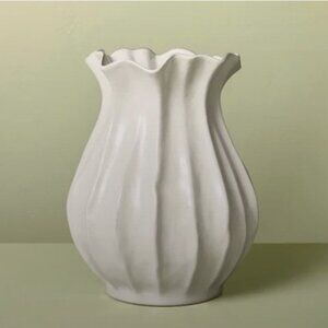 9 inch Pleated Ceramic Vase Sour Cream - Hearth & Hand™ with Magnolia (NWT)